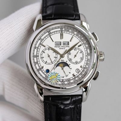 Swiss Replica Patek Philippe Complications Replica SS Black Chronograph Dial 